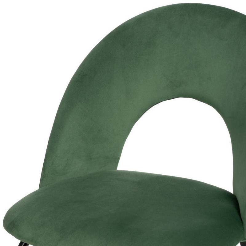 Chaise moderne arrondie Velours Vert Métal Noir Dorvia (Lot de 4) - 6