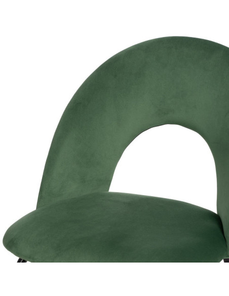 Chaise moderne arrondie Velours Vert Métal Noir Dorvia (Lot de 4) - 6