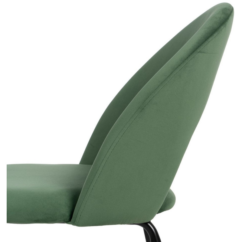 Chaise moderne arrondie Velours Vert Métal Noir Dorvia (Lot de 4) - 8