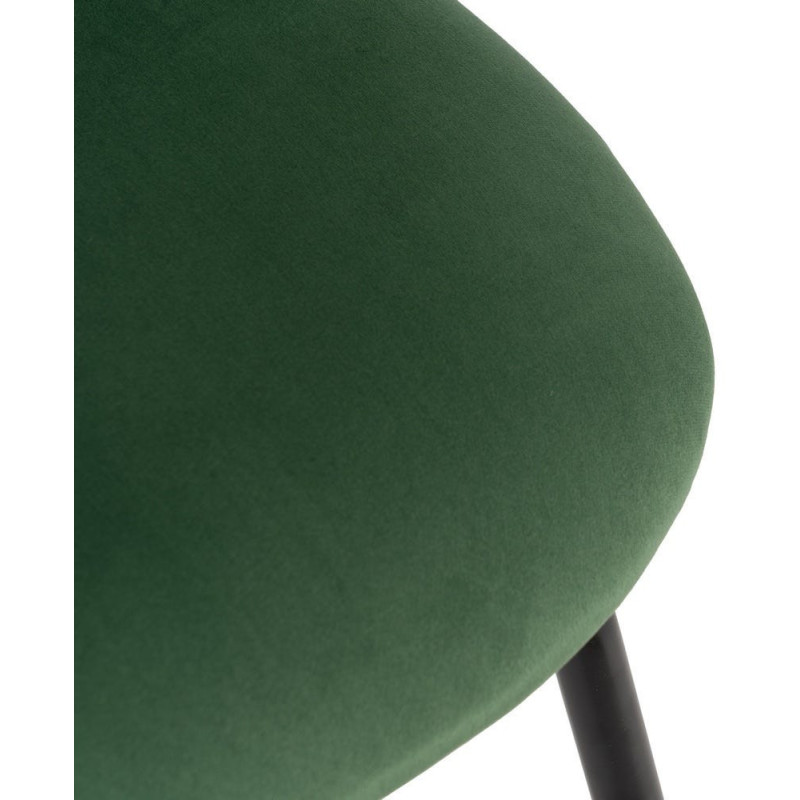 Chaise moderne arrondie Velours Vert Métal Noir Dorvia (Lot de 4) - 9