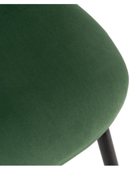 Chaise moderne arrondie Velours Vert Métal Noir Dorvia (Lot de 4) - 9