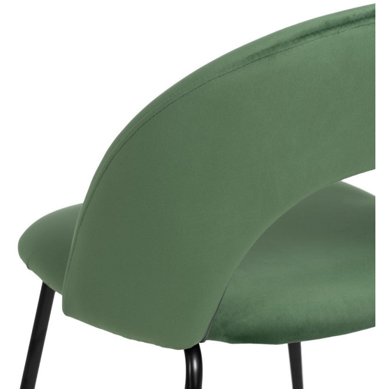 Chaise moderne arrondie Velours Vert Métal Noir Dorvia (Lot de 4) - 10