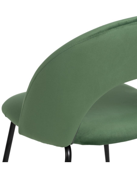 Chaise moderne arrondie Velours Vert Métal Noir Dorvia (Lot de 4) - 10