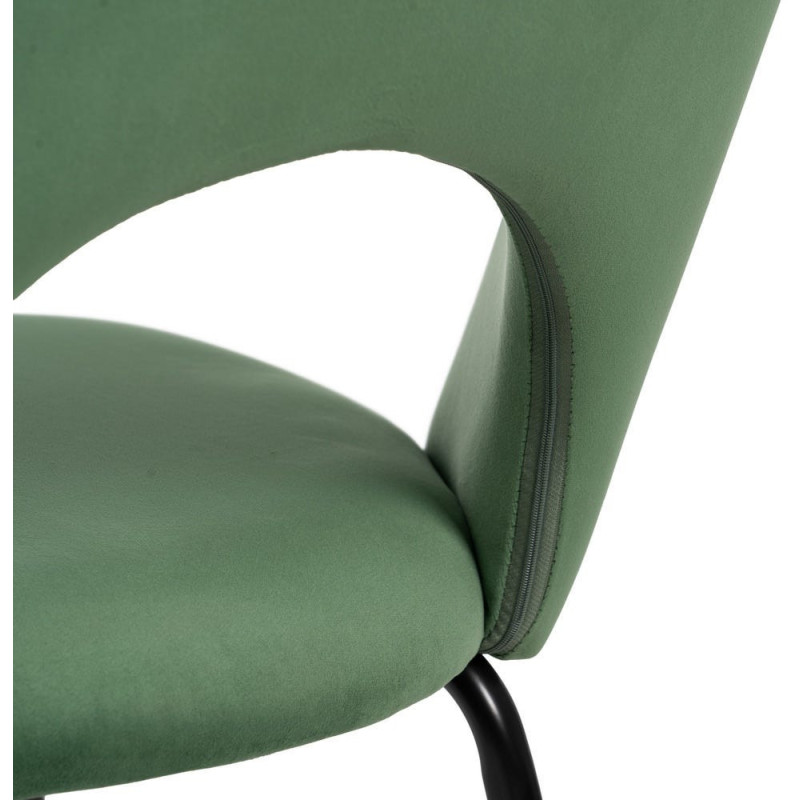 Chaise moderne arrondie Velours Vert Métal Noir Dorvia (Lot de 4) - 11