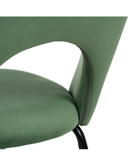 Chaise moderne arrondie Velours Vert Métal Noir Dorvia (Lot de 4) - 11