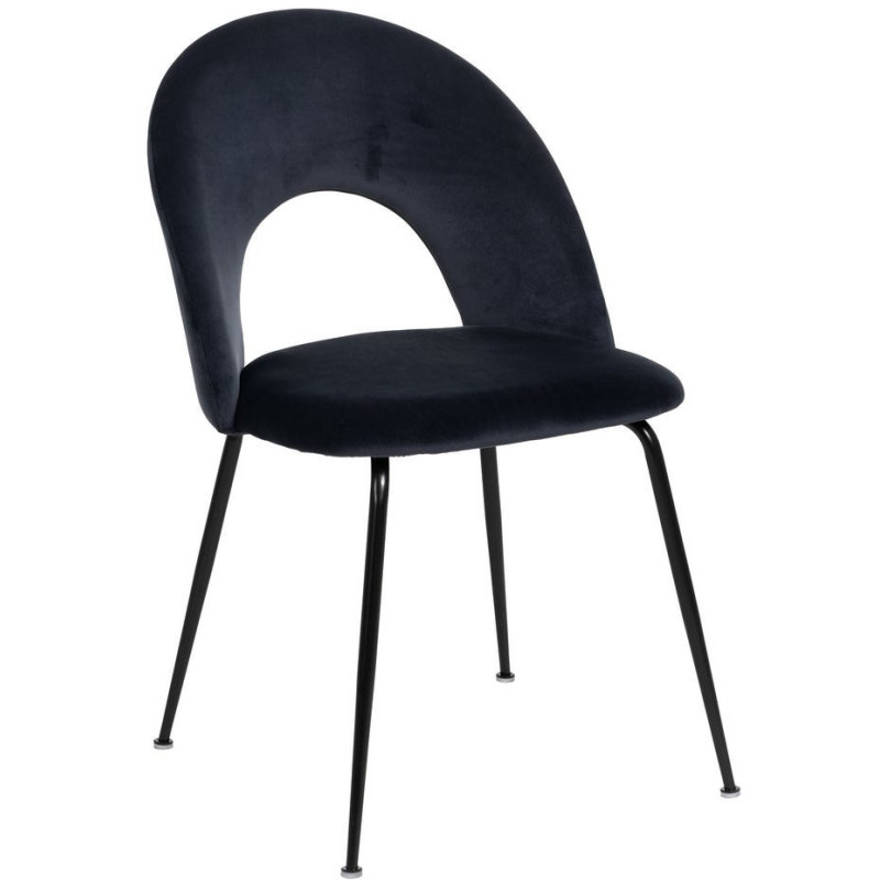 Chaise moderne arrondie Velours Bleu Métal Noir Dorvia (Lot de 4) - 1