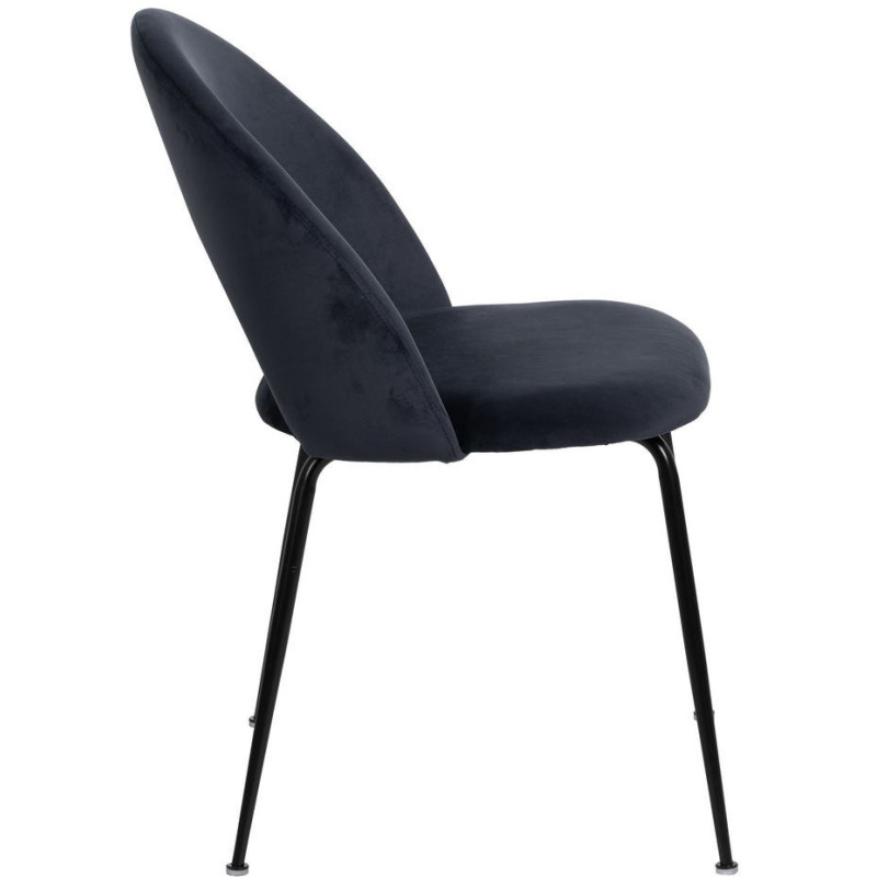 Chaise moderne arrondie Velours Bleu Métal Noir Dorvia (Lot de 4) - 3