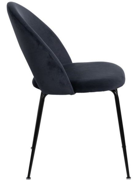 Chaise moderne arrondie Velours Bleu Métal Noir Dorvia (Lot de 4) - 3