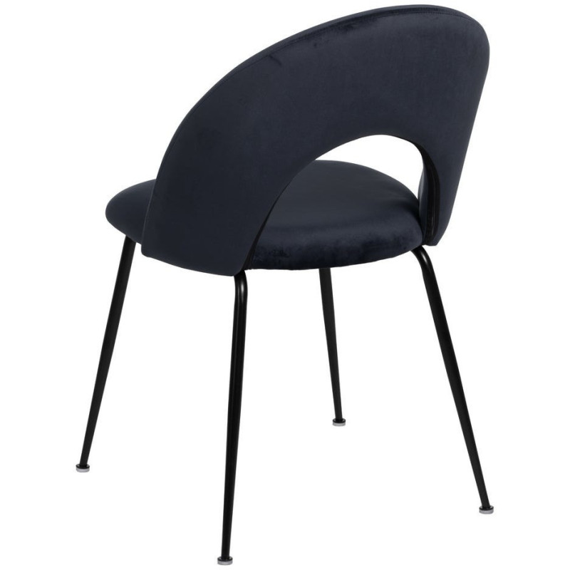 Chaise moderne arrondie Velours Bleu Métal Noir Dorvia (Lot de 4) - 4