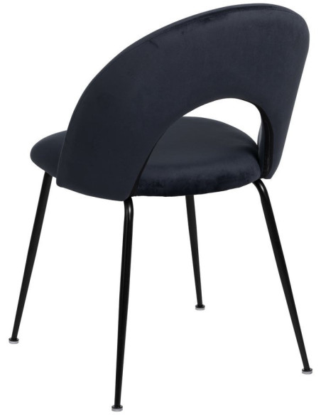 Chaise moderne arrondie Velours Bleu Métal Noir Dorvia (Lot de 4) - 4
