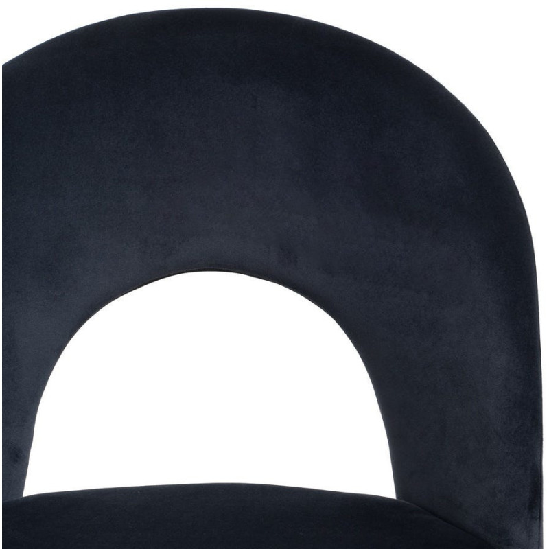 Chaise moderne arrondie Velours Bleu Métal Noir Dorvia (Lot de 4) - 5