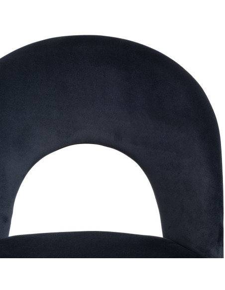 Chaise moderne arrondie Velours Bleu Métal Noir Dorvia (Lot de 4) - 5
