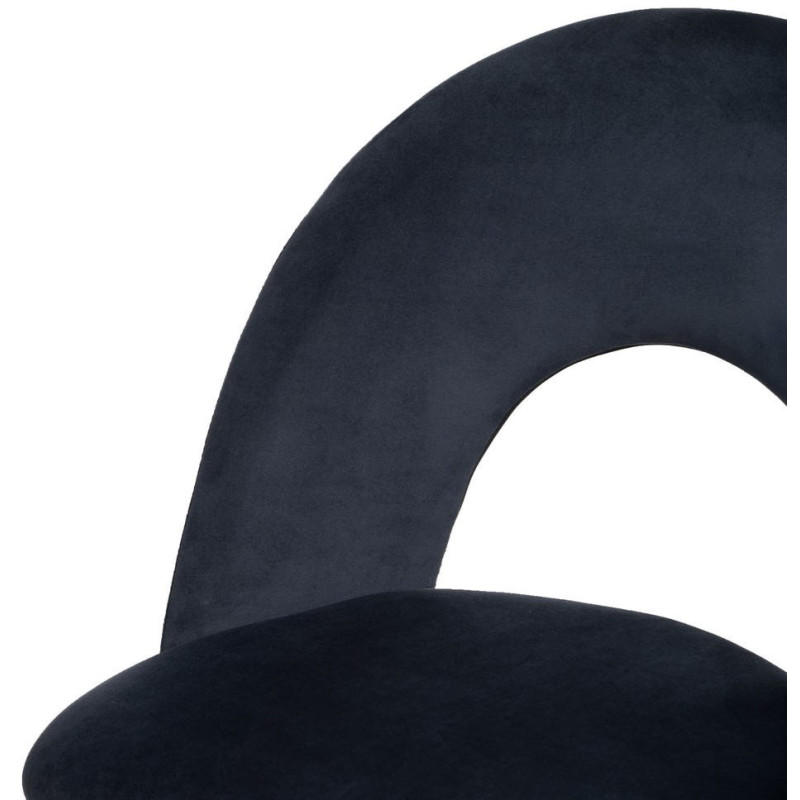 Chaise moderne arrondie Velours Bleu Métal Noir Dorvia (Lot de 4) - 6
