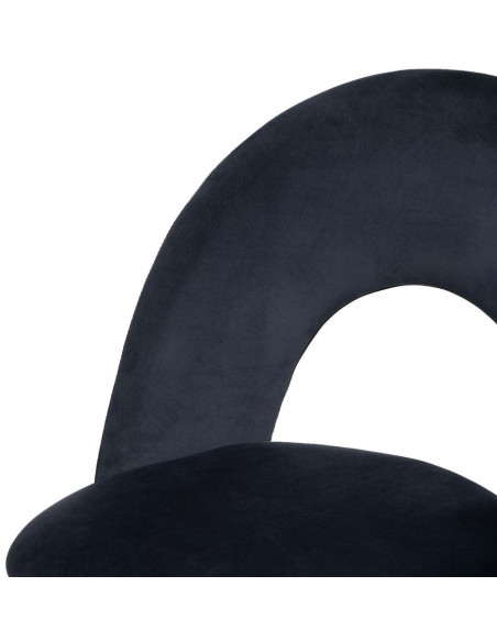 Chaise moderne arrondie Velours Bleu Métal Noir Dorvia (Lot de 4) - 6