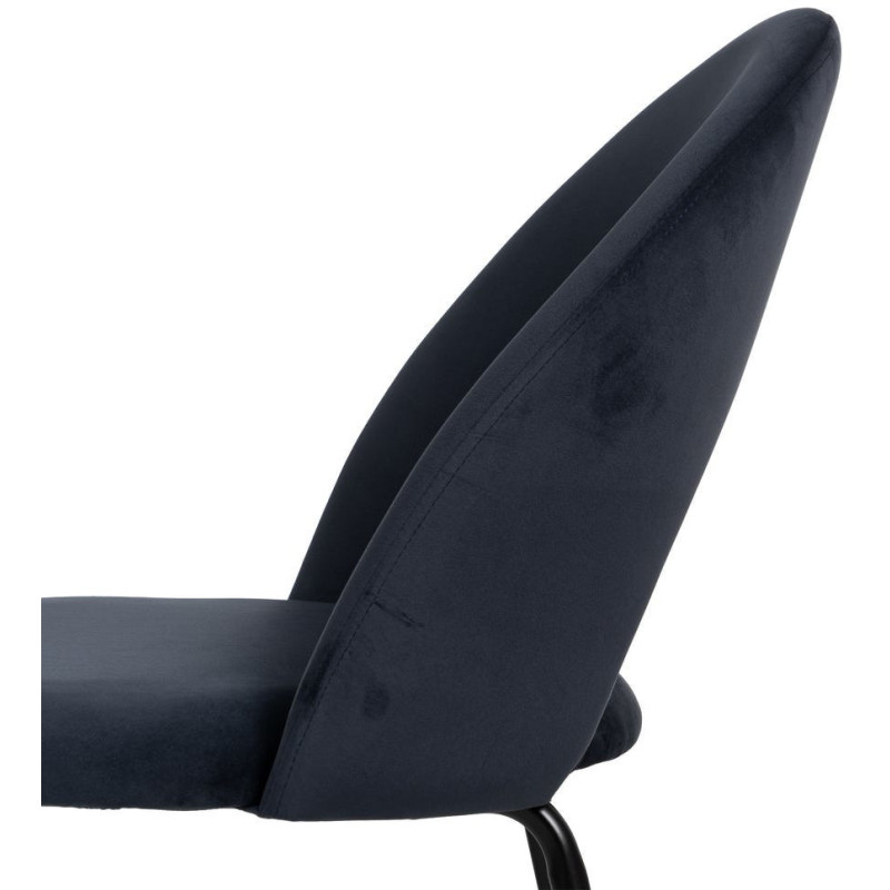 Chaise moderne arrondie Velours Bleu Métal Noir Dorvia (Lot de 4) - 8