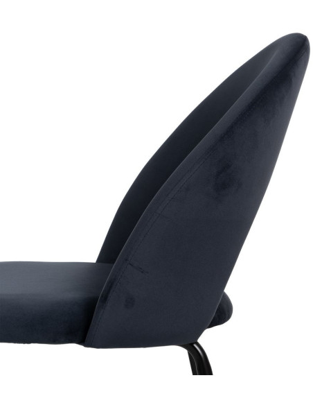 Chaise moderne arrondie Velours Bleu Métal Noir Dorvia (Lot de 4) - 8