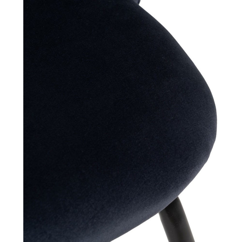 Chaise moderne arrondie Velours Bleu Métal Noir Dorvia (Lot de 4) - 9