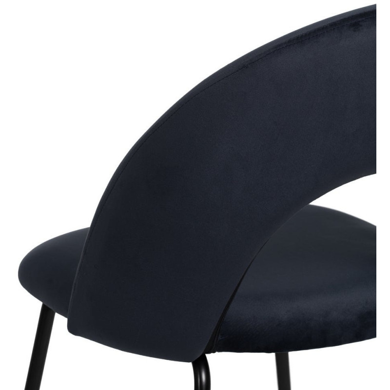 Chaise moderne arrondie Velours Bleu Métal Noir Dorvia (Lot de 4) - 10