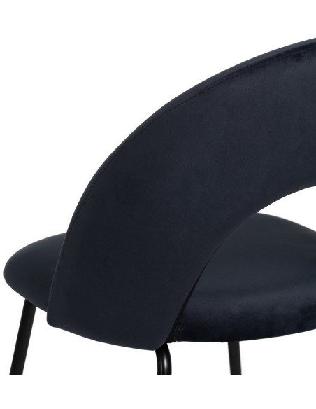 Chaise moderne arrondie Velours Bleu Métal Noir Dorvia (Lot de 4) - 10