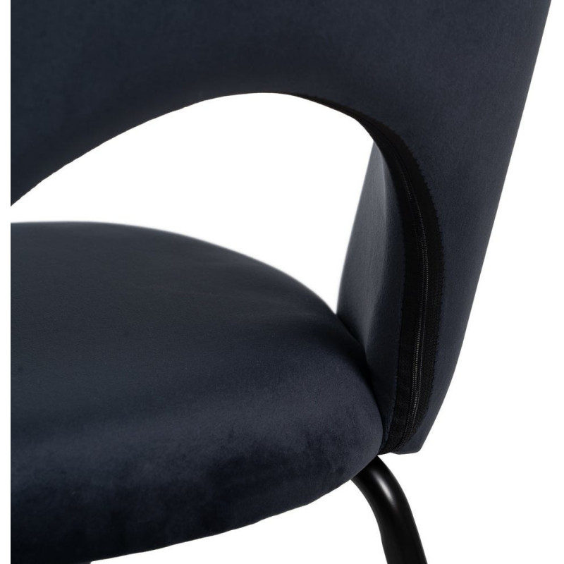 Chaise moderne arrondie Velours Bleu Métal Noir Dorvia (Lot de 4) - 11