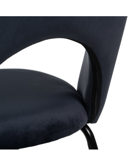 Chaise moderne arrondie Velours Bleu Métal Noir Dorvia (Lot de 4) - 11