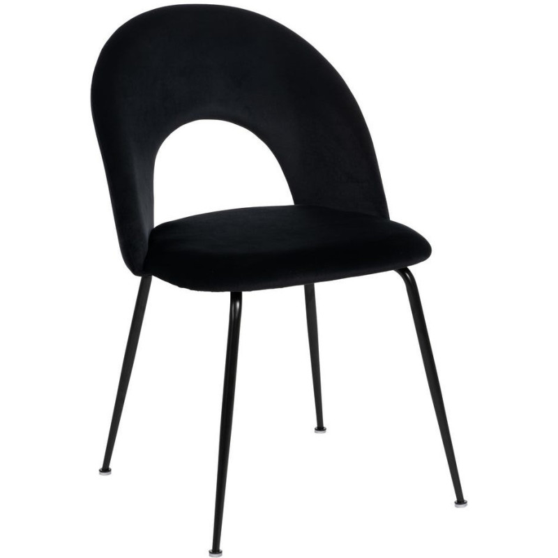 Chaise moderne arrondie Velours Noir Métal Noir Dorvia (Lot de 4) - 1
