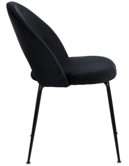 Chaise moderne arrondie Velours Noir Métal Noir Dorvia (Lot de 4) - 3