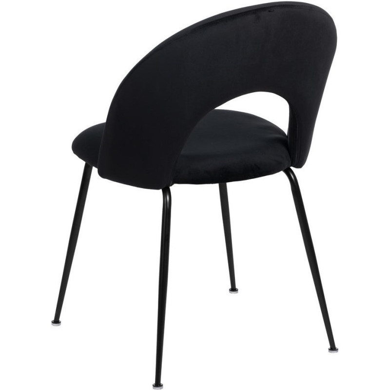 Chaise moderne arrondie Velours Noir Métal Noir Dorvia (Lot de 4) - 4