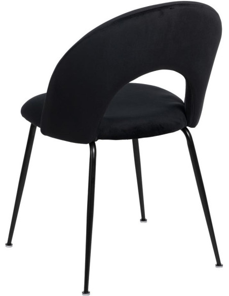 Chaise moderne arrondie Velours Noir Métal Noir Dorvia (Lot de 4) - 4