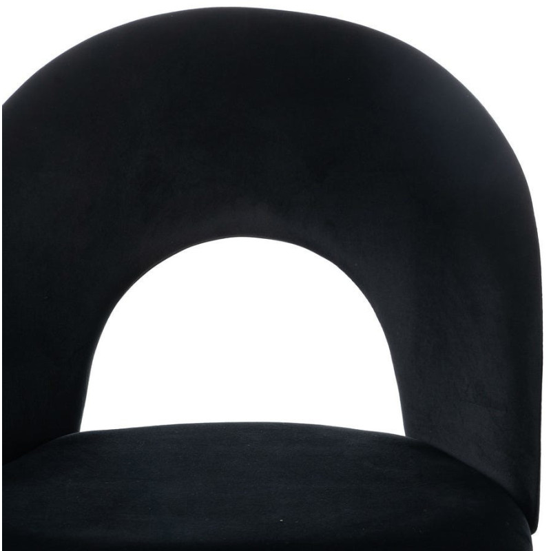 Chaise moderne arrondie Velours Noir Métal Noir Dorvia (Lot de 4) - 5