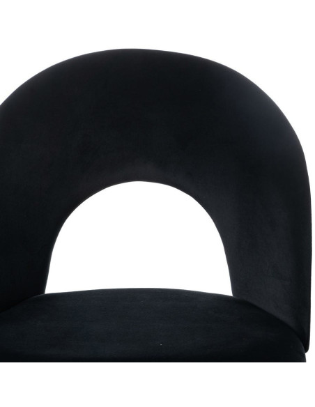 Chaise moderne arrondie Velours Noir Métal Noir Dorvia (Lot de 4) - 5