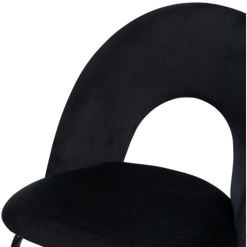 Chaise moderne arrondie Velours Noir Métal Noir Dorvia (Lot de 4) - 6