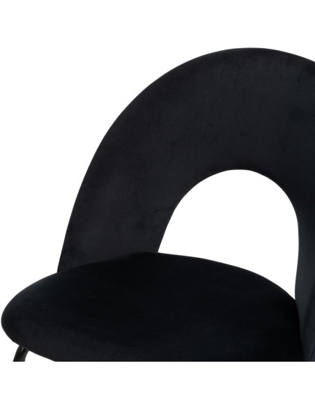 Chaise moderne arrondie Velours Noir Métal Noir Dorvia (Lot de 4) - 6