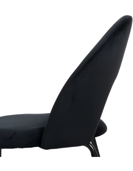 Chaise moderne arrondie Velours Noir Métal Noir Dorvia (Lot de 4) - 8