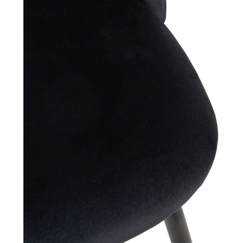 Chaise moderne arrondie Velours Noir Métal Noir Dorvia (Lot de 4) - 9