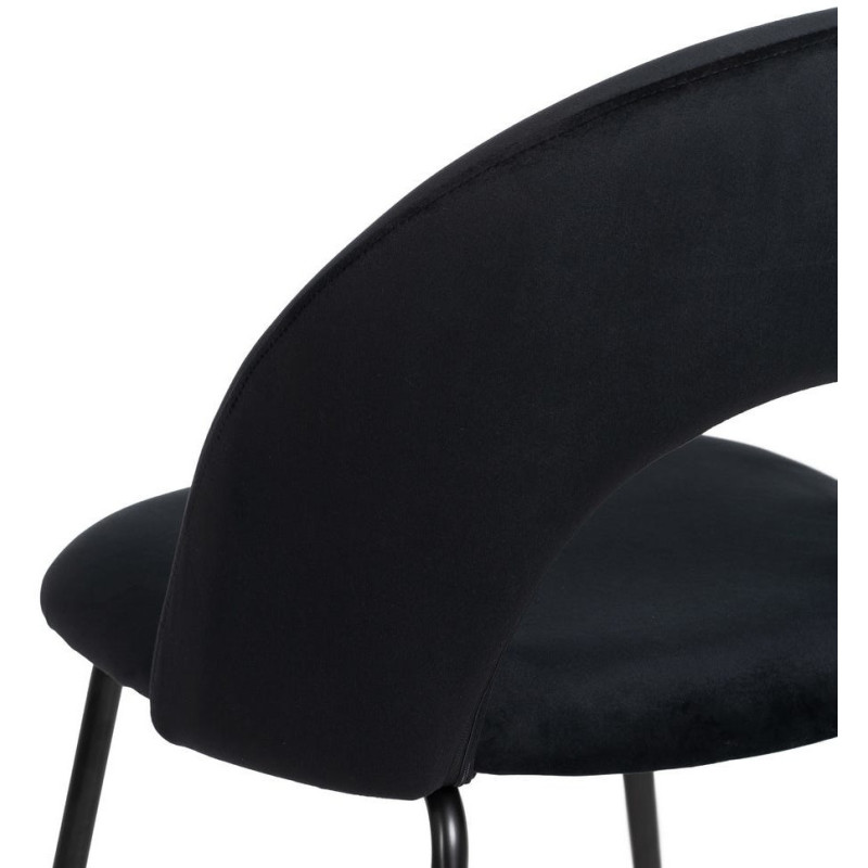 Chaise moderne arrondie Velours Noir Métal Noir Dorvia (Lot de 4) - 10