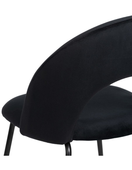 Chaise moderne arrondie Velours Noir Métal Noir Dorvia (Lot de 4) - 10