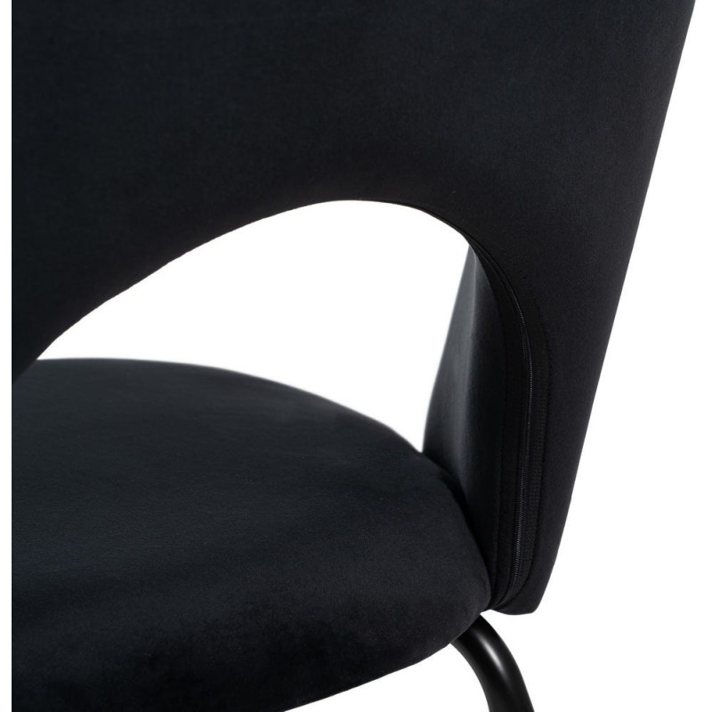 Chaise moderne arrondie Velours Noir Métal Noir Dorvia (Lot de 4) - 11