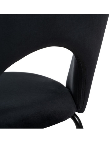 Chaise moderne arrondie Velours Noir Métal Noir Dorvia (Lot de 4) - 11