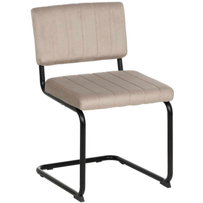 Chaise industrielle chic Luge Tissu Beige Matelassé Métal Noir Nivira - 1