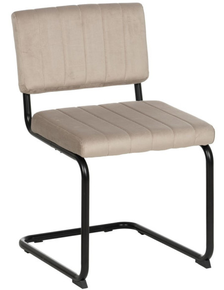 Chaise industrielle chic Luge Tissu Beige Matelassé Métal Noir Nivira - 1