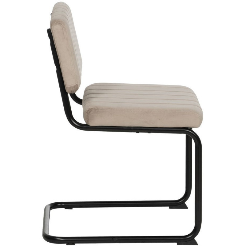 Chaise industrielle chic Luge Tissu Beige Matelassé Métal Noir Nivira - 3