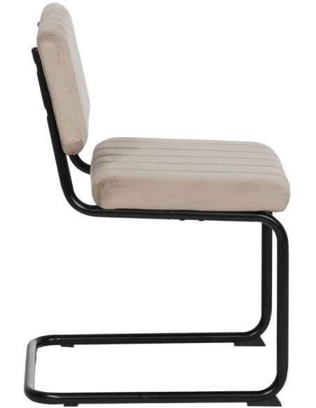 Chaise industrielle chic Luge Tissu Beige Matelassé Métal Noir Nivira - 3