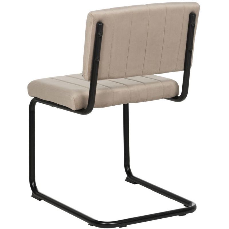 Chaise industrielle chic Luge Tissu Beige Matelassé Métal Noir Nivira - 4