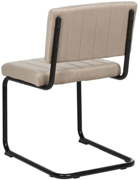 Chaise industrielle chic Luge Tissu Beige Matelassé Métal Noir Nivira - 4