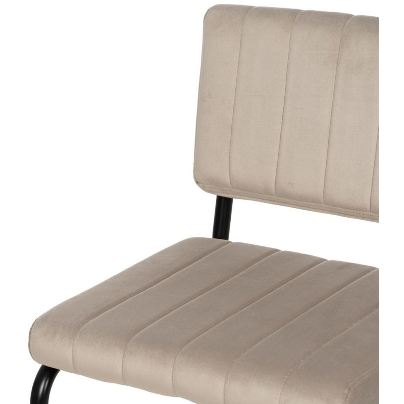 Chaise industrielle chic Luge Tissu Beige Matelassé Métal Noir Nivira - 6