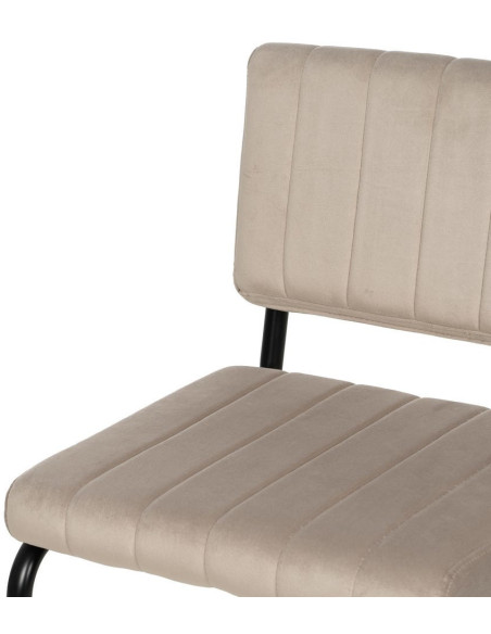 Chaise industrielle chic Luge Tissu Beige Matelassé Métal Noir Nivira - 6