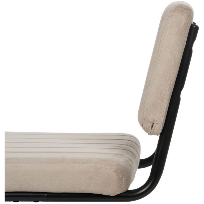 Chaise industrielle chic Luge Tissu Beige Matelassé Métal Noir Nivira - 7
