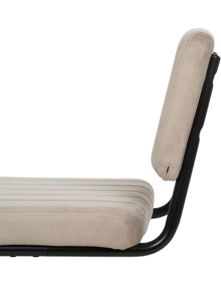 Chaise industrielle chic Luge Tissu Beige Matelassé Métal Noir Nivira - 7