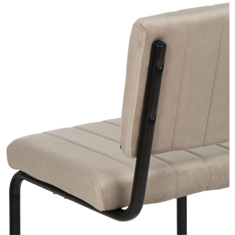 Chaise industrielle chic Luge Tissu Beige Matelassé Métal Noir Nivira - 8
